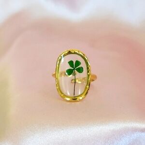 18K Gold-Plated Stainless Steel Four-Leaf Clover Ring